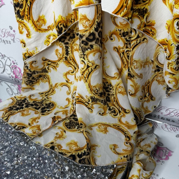 Caren sport shirt high low cheetah print ornate pattern luxe gold animal print - Picture 4 of 10